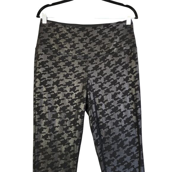 Chicos Zenergy Womens So Slimming Leggings Size Medium Black Houndstooth Foil - Picture 3 of 12